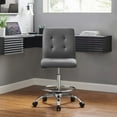 thumbnail image 2 of Modway Prim Metal Vegan Leather Armless Drafting Chair in Silver/Gray, 2 of 9