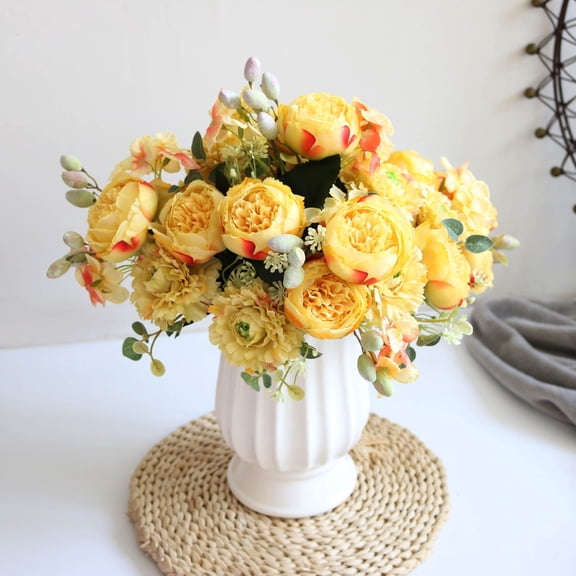 Bcylexb Artificial Peony Flowers Bouquet, Realistic Silk Flowers Faux Fake No Fade Flowers for Spring Summer Indoor Outdoor Table Vase Home Decor