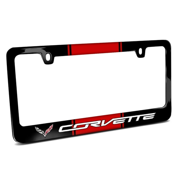 Chevrolet Corvette C7 Racing Stripe Black Metal License Plate Frame