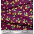 thumbnail image 2 of Soimoi Pink Poly Georgette Fabric Peach Floral & Pineapple Fruits Printed Fabric 1 Yard 52 Inch Wide, 2 of 3