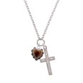 thumbnail image 2 of Delight Jewelry Silvertone Brown Ruffle Heart I Set You Apart Engraved Cross Zoey Necklace, 28", 2 of 4