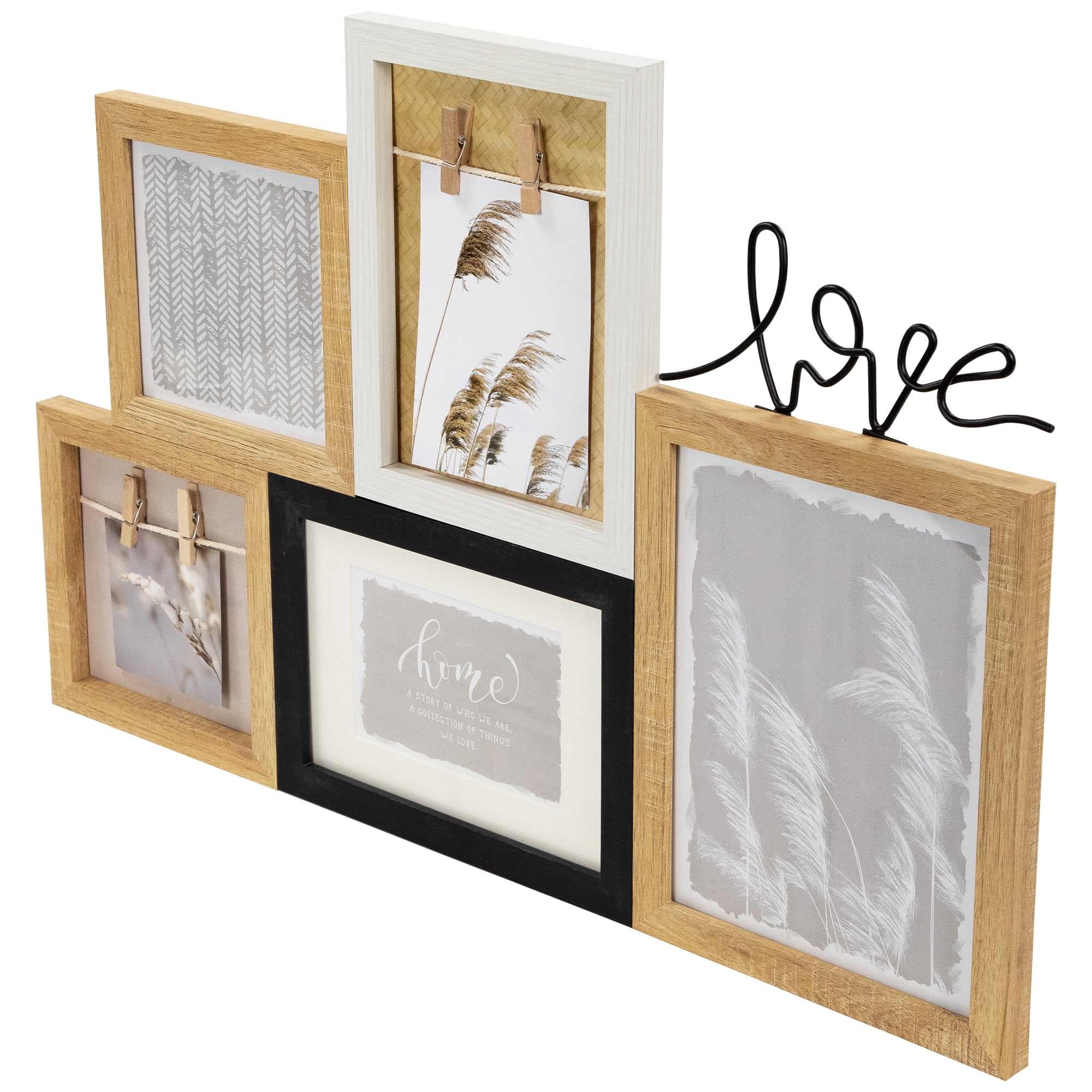 Northlight Wooden "Love" Wall Collage Photo Frame - 20.75" - Beige and Black