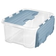thumbnail image 3 of Sterilite 40 Qt Hinged Lid Storage Box, Plastic Container, Washed Blue, 18 Pack, 3 of 9