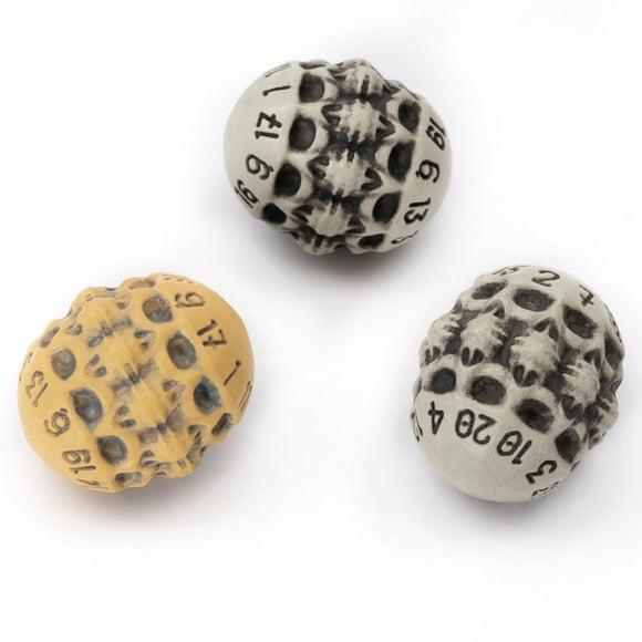 D20 Ensemble de dés - Ensemble de Trois dés à 20 Côtés - dés RPG à Thème Crâne et Os. Cadeau Cool et Unique pour Dungeons et Dragons (DND), Warhammer, D&D, Pathfinder, D&D. (Mélangé)