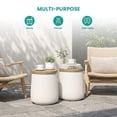 thumbnail image 4 of MOALCOFER Outdoor Side Table with Wood Grain Top,Round White Patio Accent Table, 4 of 8