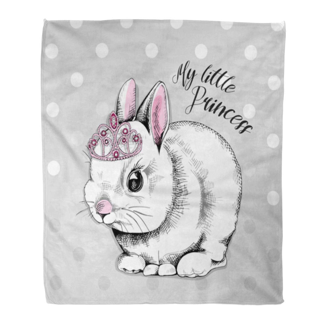 Blankets & Throws Easy Care Ultra-Soft Double-Sided Comfort Blankets for Bed Couch Sofa Hand Draw Pink Eater Bunny Rabbit 
