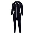 thumbnail image 3 of Men's -Lined Hooded Zip-Up Jumpsuit, Casual Spliced Print One-Piece Sweatsuit for Autumn Winter, Solid Color, 3 of 5