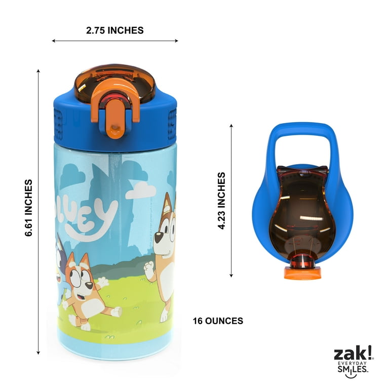 Zak Designs 2pc 17.5 oz Kids Water Bottle Plastic with Flip Straw Spout Cover and Carry Handle, Disney Lilo and Stitch