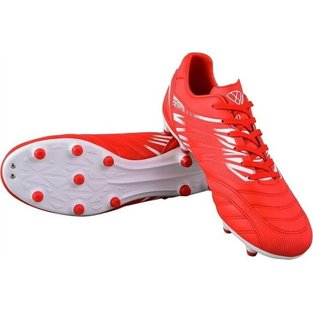 Vizari Valencia FG Soccer Cleats for Men and Women | Wide Fit Football Shoes with TPU Studs - RED/WHITE, 6.5
