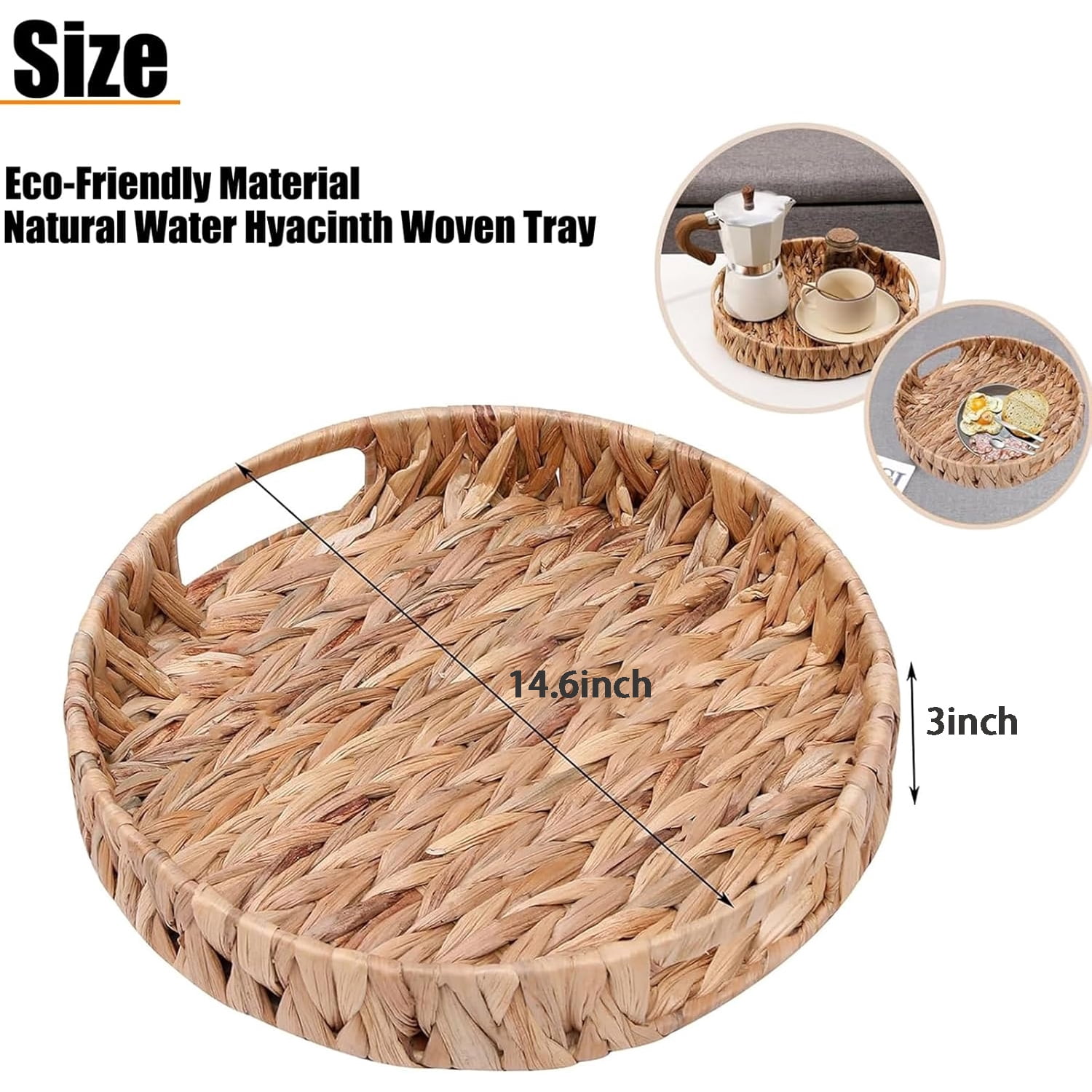 GoXteam Wicker Basket, Baskets for Organizing, Storage Basket with Built-in Handles, Water Hyacinth Shelves, Large