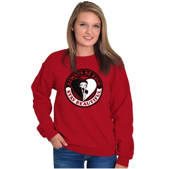 Betty Boop Always Be Kind Cute Women Crewneck Sweatshirt Brisco Brands M