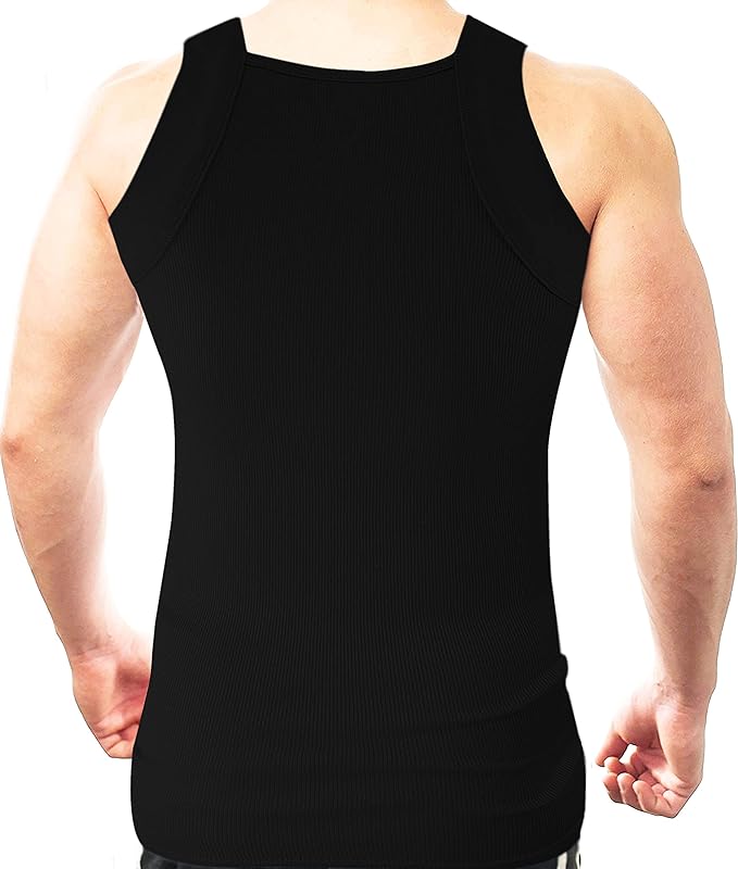 Different Touch Men Cotton Tank Top Square Cut Muscle Rib A-Shirt ...