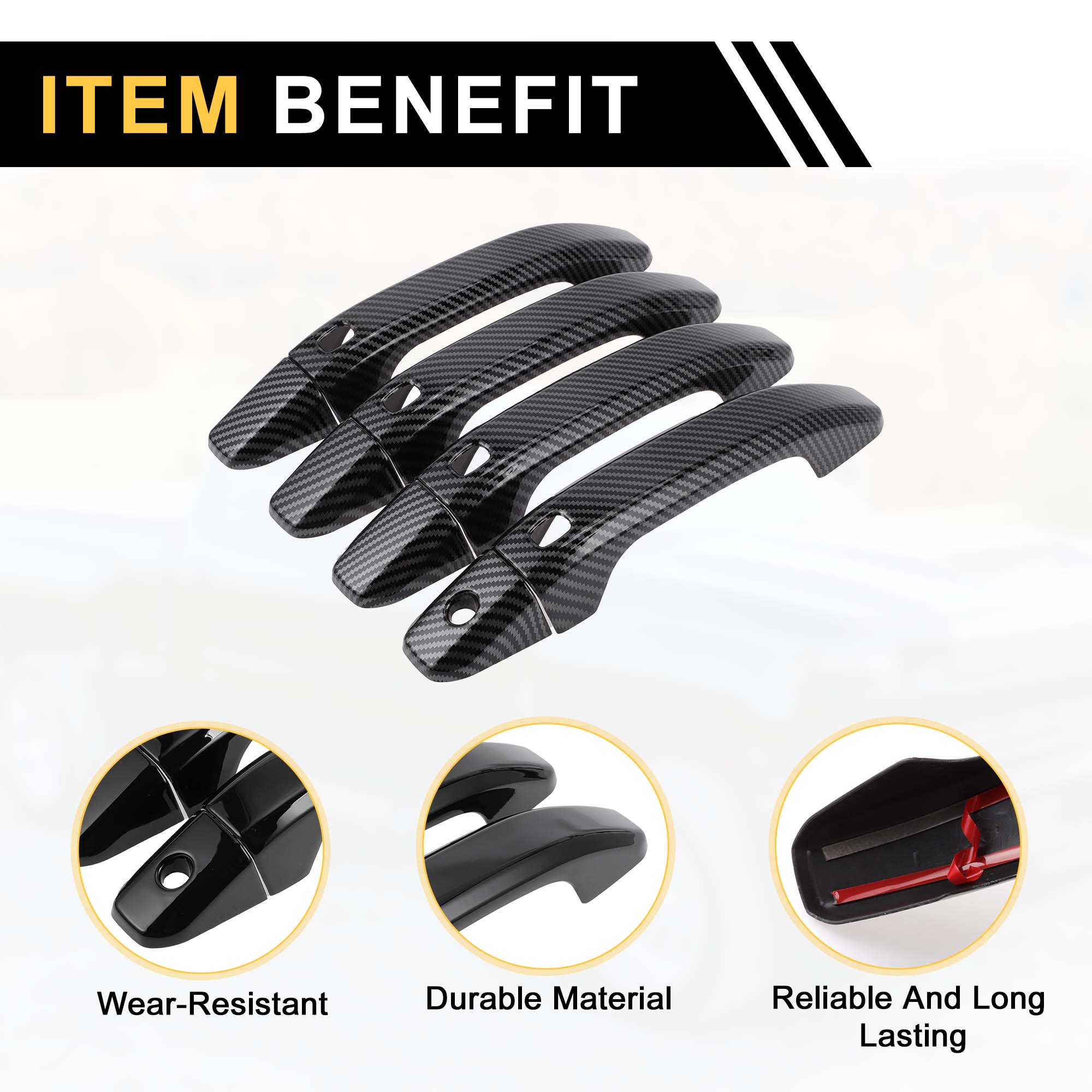 Unique Bargains 4pcs Exterior Door Handle Cover for GMC Yukon 2015-2023 ABS Black