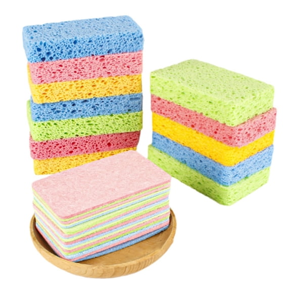 Noothes Sponges for Dishes 6 Pcs, Compact Compressed Cellulose Cleaning Sponges, Non Scratch Sponges for Kitchen and Bathroom, Multi-Purpose Sponges for Cleaning