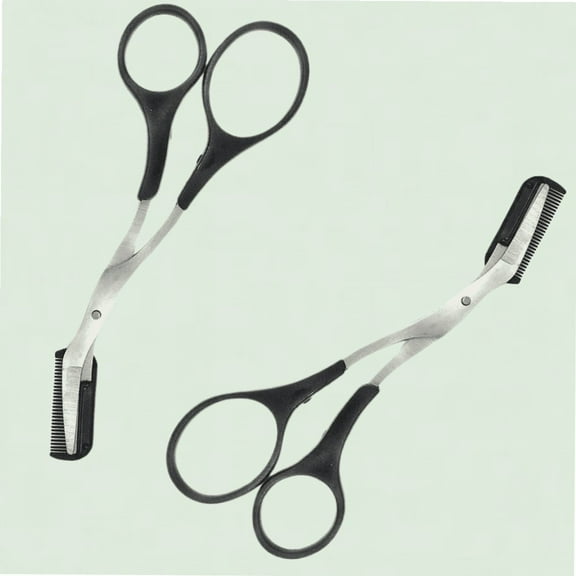 2Pcs Curved Eyebrow Trimmer - Beveled Eyelash Scissors for Men and Women