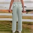 thumbnail image 5 of Yammkia Cargo Pants for Girls Dress Pants Wide Leg Uniform Pants for Girls Preppy Clothes 4T 5T 6T 7T 8-15 Years (Mint Green,6-7 Years), 5 of 7
