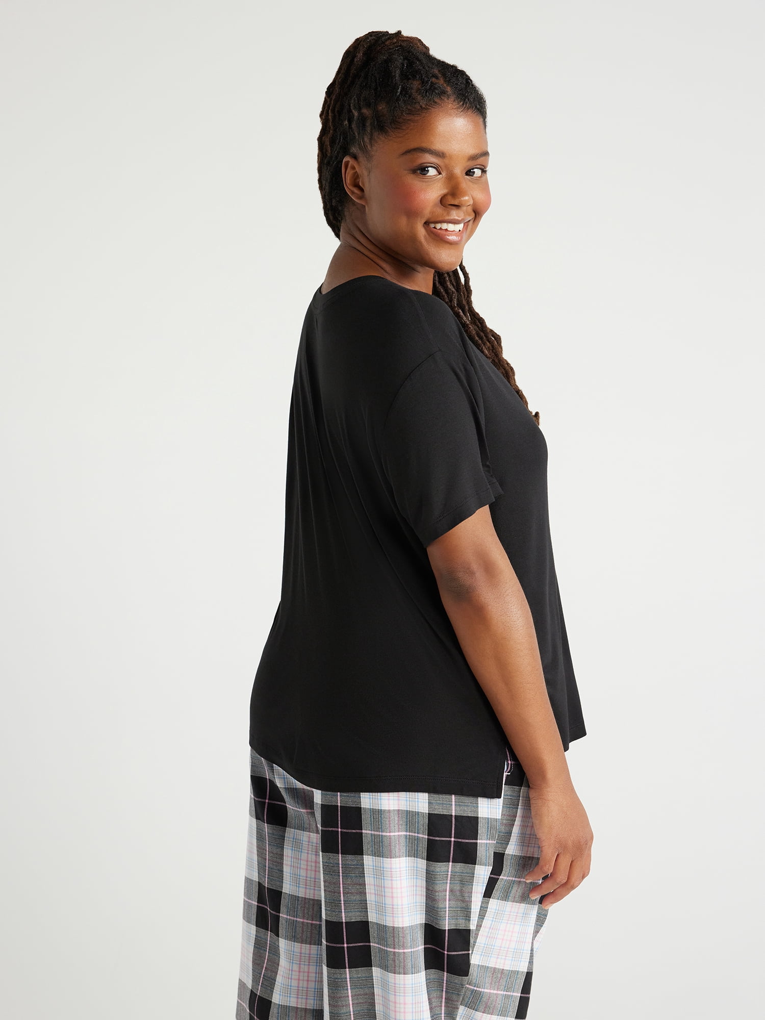 Joyspun Women's Short Sleeve Knit Sleep T-Shirt, Sizes S to 3X