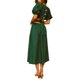 thumbnail image 5 of TRKIYQC Vestido de cintura ceñida para mujer, falda hasta los tobillos con mangas cortas abullonadas y escote en V profundo de color sólido, S/M/L/XL TRKIYQC moda, 5 of 9