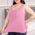 thumbnail image 2 of CheerKidz Plus Size Velvet Camisole 2025 Summer Round Neck Stretchy Tank Top Sleeveless Base Layer Thermal Lightweight for Layering(Hot Pink,2XL), 2 of 5