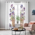 thumbnail image 4 of Watercolor Purple Floral Kitchen Curtains Window Panels, Spring Flower Basket Botanical Insulated Window Treatment Curtain, Grommet Curtains for Bedroom/Living Room/Bathroom, 2 Piece 42"Wx84"L, 4 of 8