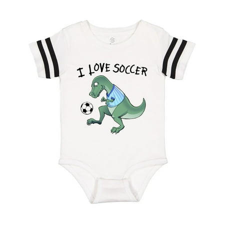 

Inktastic I Love Soccer-Dinosaur in Blue Gift Baby Boy or Baby Girl Bodysuit