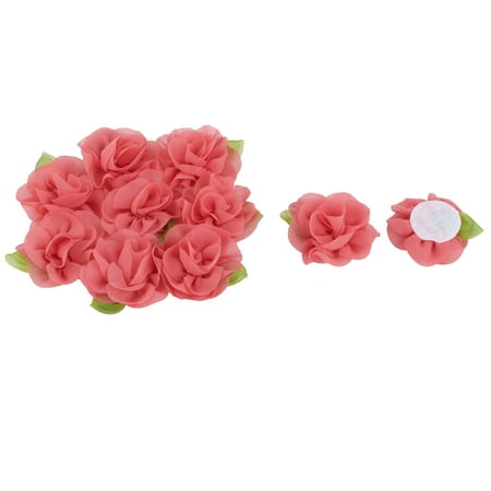 - Chiffon Rose Appliques Decor Wedding Ornament Ribbon Flower Watermelon Red 10pcs