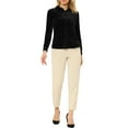 thumbnail image 2 of INSPIRE CHIC Women's Point Collar Long Sleeve Button Velvet Shirt Black M, 2 of 5