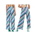 thumbnail image 4 of Pantalones de pierna ancha para mujer VISgogo, pantalones de punto elásticos de cintura alta con estampado de rayas, azul/púrpura/naranja/rosado VISgogo moda, 4 of 5