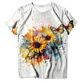 thumbnail image 4 of QHWAUAKFBN T Shirts For Women Trendy Graphic Summer Round Neck Short Sleeve Flower Butterfly Print Tshirts Top, 4 of 4
