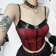 thumbnail image 4 of Gothic Punk Red Camis Women Streetwear Harajuku Spiderweb Patchwork Crop Tank Tops Emo Alternative Grunge Rave Outfits, 4 of 13