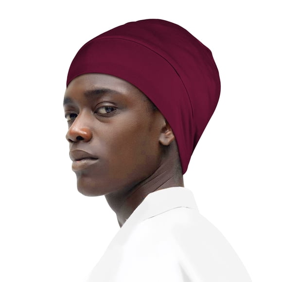 Gorro de pelo Fittia Satin para dormir, correa antideslizante, color burdeos