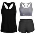 thumbnail image 2 of High Cut Swimsuits for Women Solid Color No Steel Support Loose Drawstring Split Swimsuit with Removable Padded Bras, 2 of 6