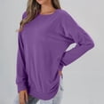 thumbnail image 5 of Yigetop Womens Long Sleeve Tops, 2025 Autumn New Women's Home Comfort and Fashionable Round Neck Top Long Sleeve Blouses for Women Purple M, 5 of 9