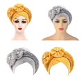 thumbnail image 1 of Turbante Africano Salvador para Mujer Ajustable Amarillo Gris, 1 of 10