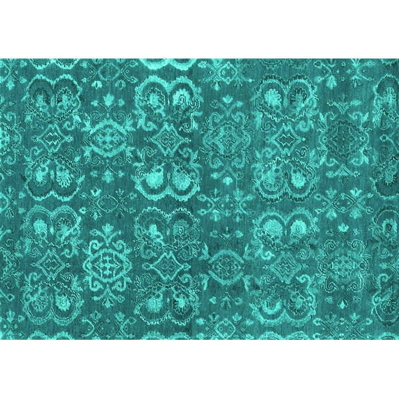 Ahgly Company Indoor Rectangle Abstract Turquoise Blue Contemporary Area Rugs, 3' x 5'