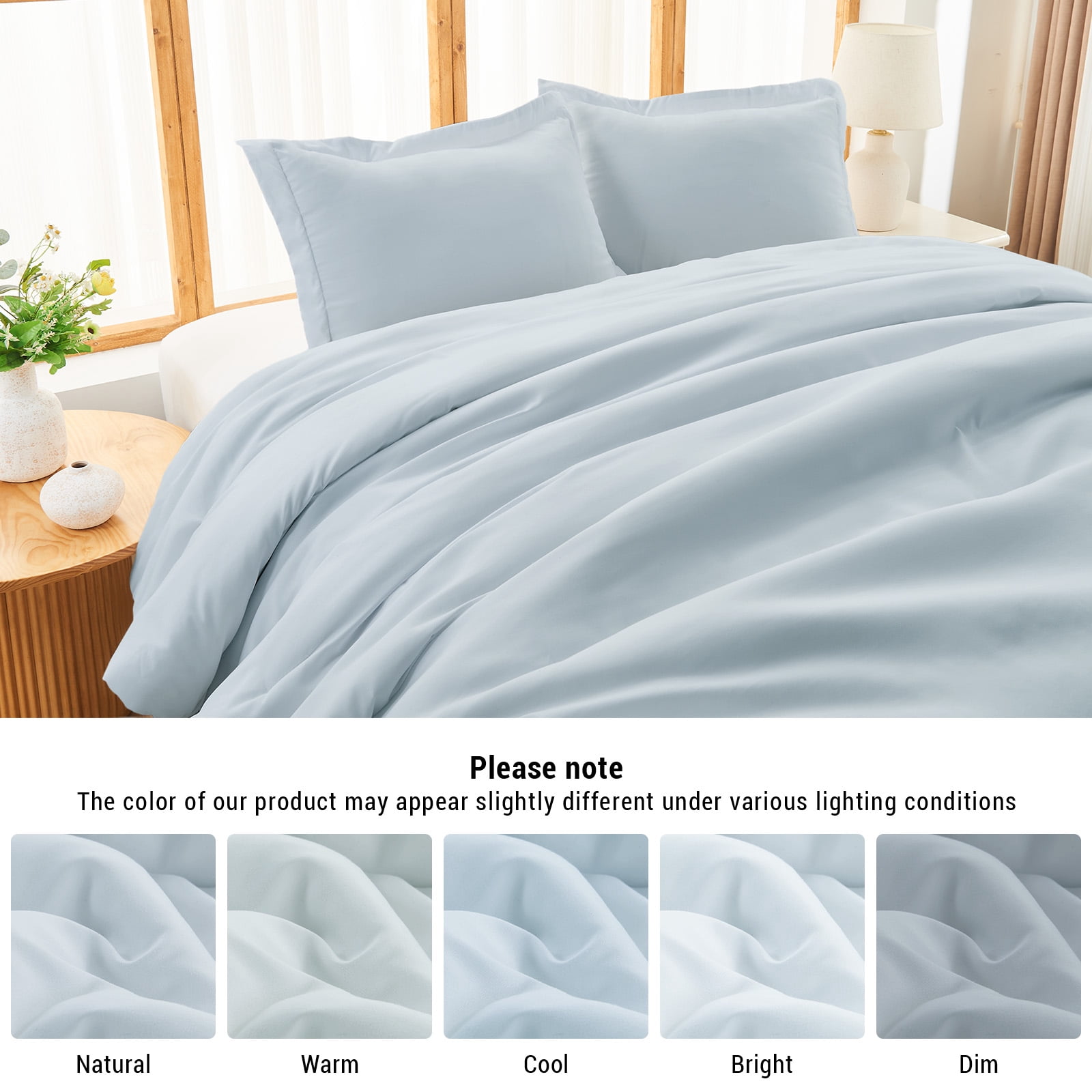 Hitime Ultra Soft Beige King Size Comforter Set 3 Pieces Gentle Down Alternative Bedding 1 Lightweight Comforter and 2 Pillowcases
