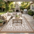 thumbnail image 3 of Soonbuy 9x12 FT Outdoor Rug, Waterproof Reversible Plastic Straw Outdoor Patio Rug, Botanical Grove Vintage Cottage Outdoor Area Rug Carpet for RV, Deck, Picnic, Beach, Backyard, 3 of 7