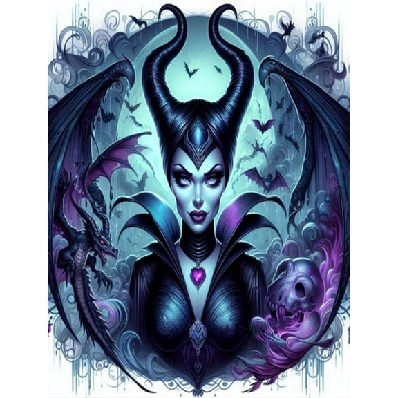 Maleficent Diamond Painting Kit, Villain Diamond Canvas, Round 5D Diamond Art for Adults,Gem Art Painting with Diamond Home Wall Decor 12X16 Inch