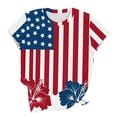 thumbnail image 5 of 4th of July Shirts Women V Neck Floral Short Sleeve Patriotic Tshirt American Flag Stars Graphic Tee Tops, 5 of 5