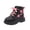 Black, variant on Toddler Girls Lace Up Ankle Boots Kids Slip On Platform Short Combat Booties Fleece Lined Non Slip Winter Boots Black Size 8 Toddler
