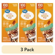 (3 pack) Great Value Fresh Seal Double Zipper Rectangle Portion Snack Bags, 100 Count