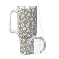 thumbnail image 2 of Lsque White Popcorn Pattern 40 OZ Ice Bully Cup with Handle and Straw, Double Wall Stainless Steel Tumbler Travel Coffee Cup with Lid for Christmas Present, 2 of 8