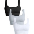 thumbnail image 1 of SURJDE Women's 3 Piece Medium Support Tank Top Ribbed Seamless Removable Cups Workout Exercise Sport Bra, 1 of 3