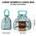 thumbnail image 5 of White and Blue Of Animal Print Drawstring Lunch Bag Women - Drawstring Lunch Bag Insulated for Work Office - Stain-Resistant Large Lunchbags for Women with Multi-Pockets, 5 of 5