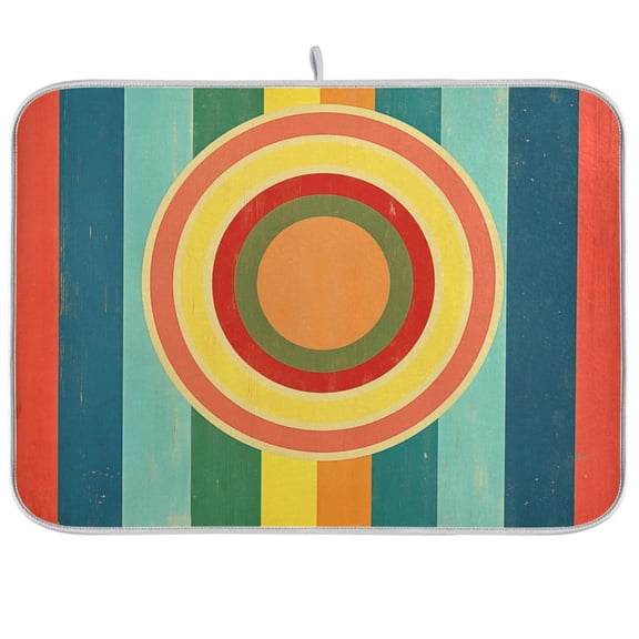 Yayeee Dish Drying Mat for Kitchen Counter Ultra Absorbent Easy Clean Pad 18x16", Colorful Stripes