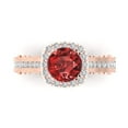 thumbnail image 2 of 2.7ct round cut red natural garnet 14k rose gold halo Bridal Wedding Engagement Promise Anniversary Ring for Women size 5.75, 2 of 7
