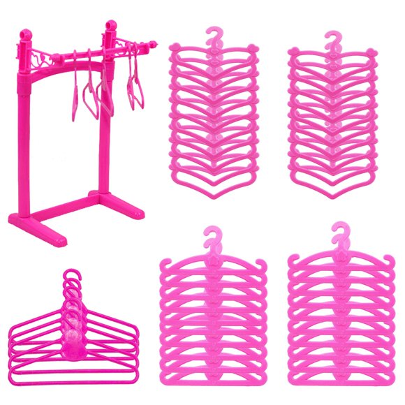Highfun-perchas para muñecas, 55 Uds., ropa para muñecas, accesorios para muñecas de 12 pulgadas, 1 estante de exhibición para mostrar ropa para muñecas