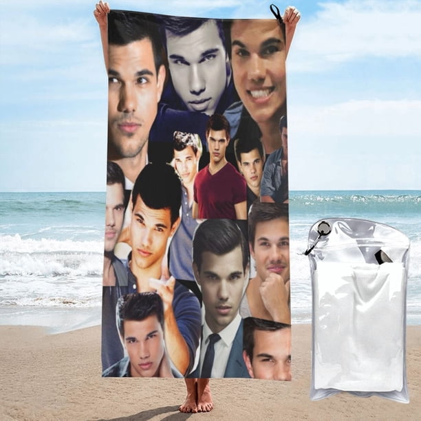 Toalla de playa de Taylor Lautner, suave, de secado rápido, resistente a la arena, para piscina, yoga, gimnasio, camping, toallas de baño ligeras, regalo para niños, niñas, niños y adultos, 27,5 x 55