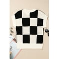 thumbnail image 6 of Women's Black Checkered Color Block Crew Neck Short Sleeve Sweater - [ZhiHiMeRi] | (US 12-14)L, 6 of 11