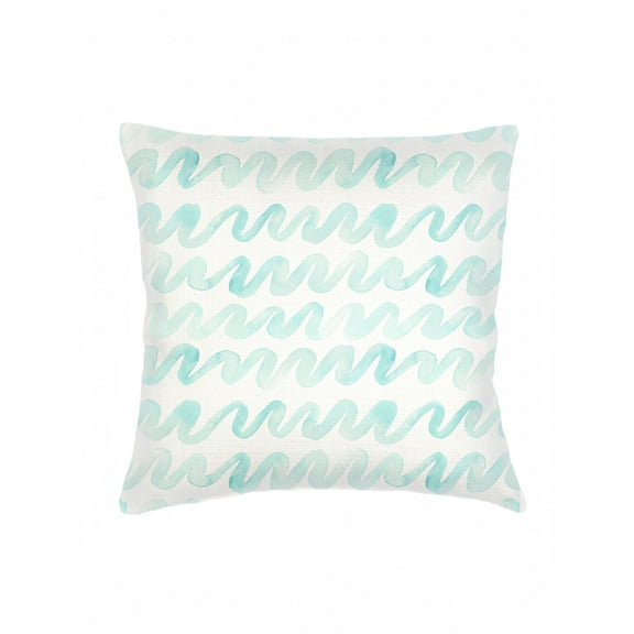 Watercolor Waves Aqua Linen Pillow 20x20 Down Alternative